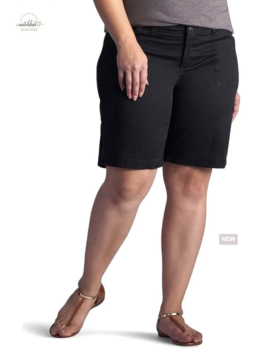 Plus Size Relaxed Fit Cargo Bermuda Shorts with Knit Waist